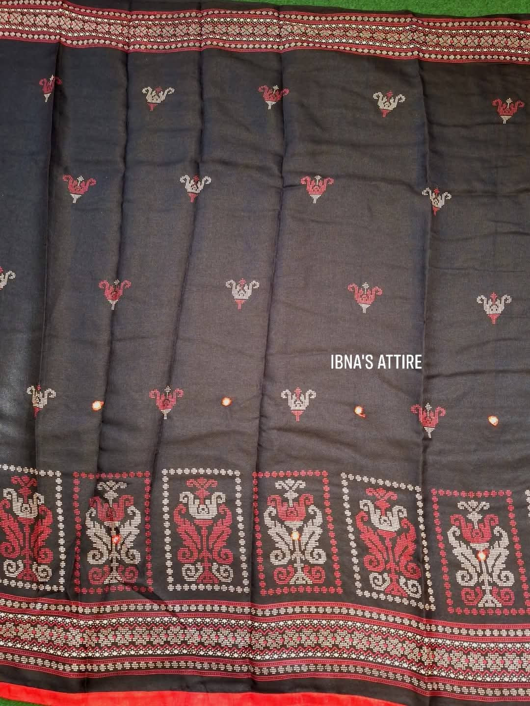 Kalamkari Linen Jute Silk Saree with Foil Work with blouse piece