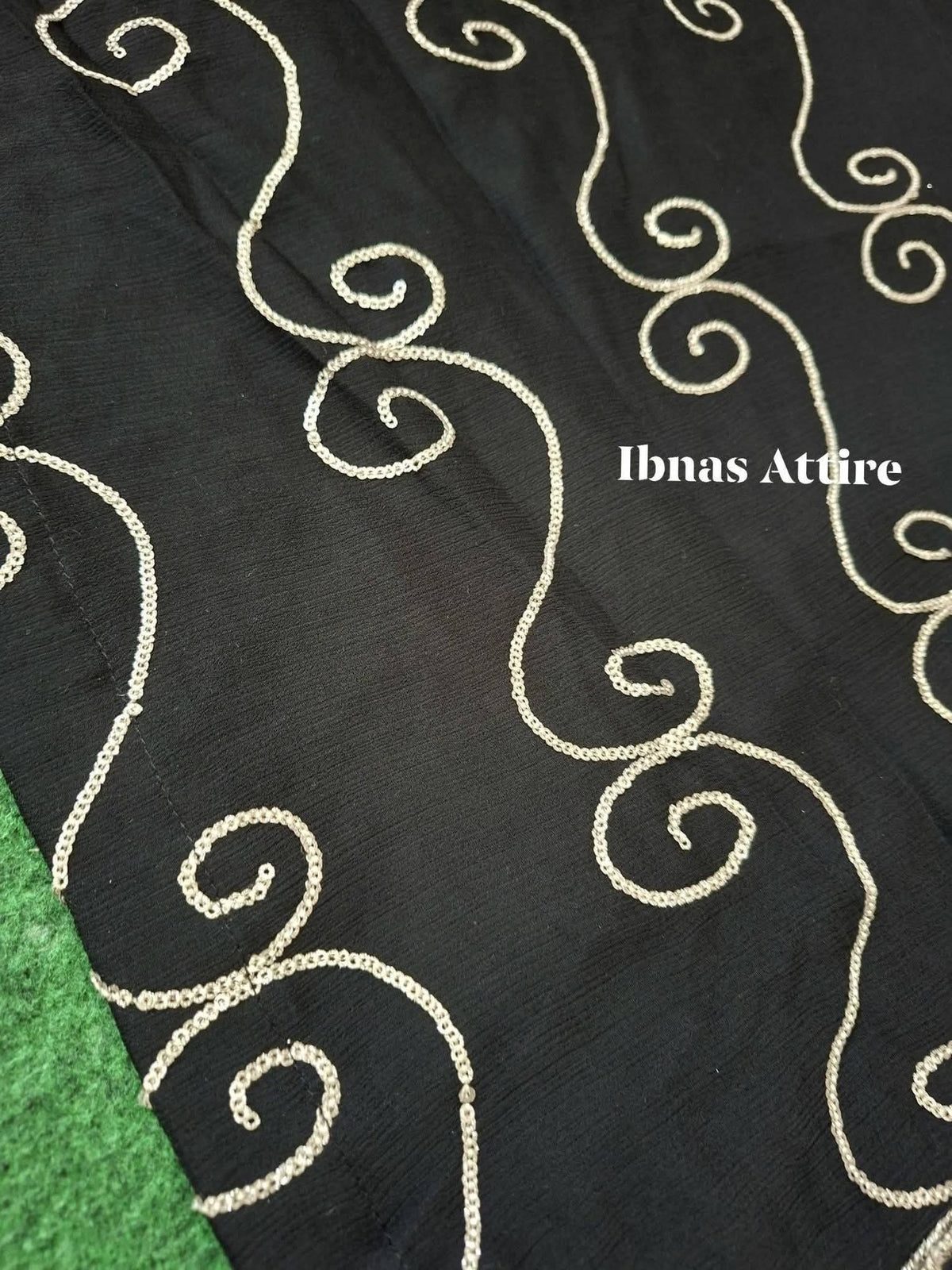 Agha Jaan Designer Black Chiffon Sequins Embroidered 3-Piece Suit | Plus Size Festive Wear (Size- 46)