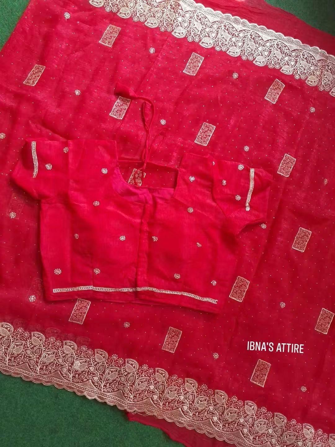 Designer Magenda Saree with Readymade Blouse | Soft Crunchy Fabric with Heavy Cutwork & Swarovski Work (Blouse Size- 40 )(Free Size Alteration Available From 38 to 42 Chest Size)