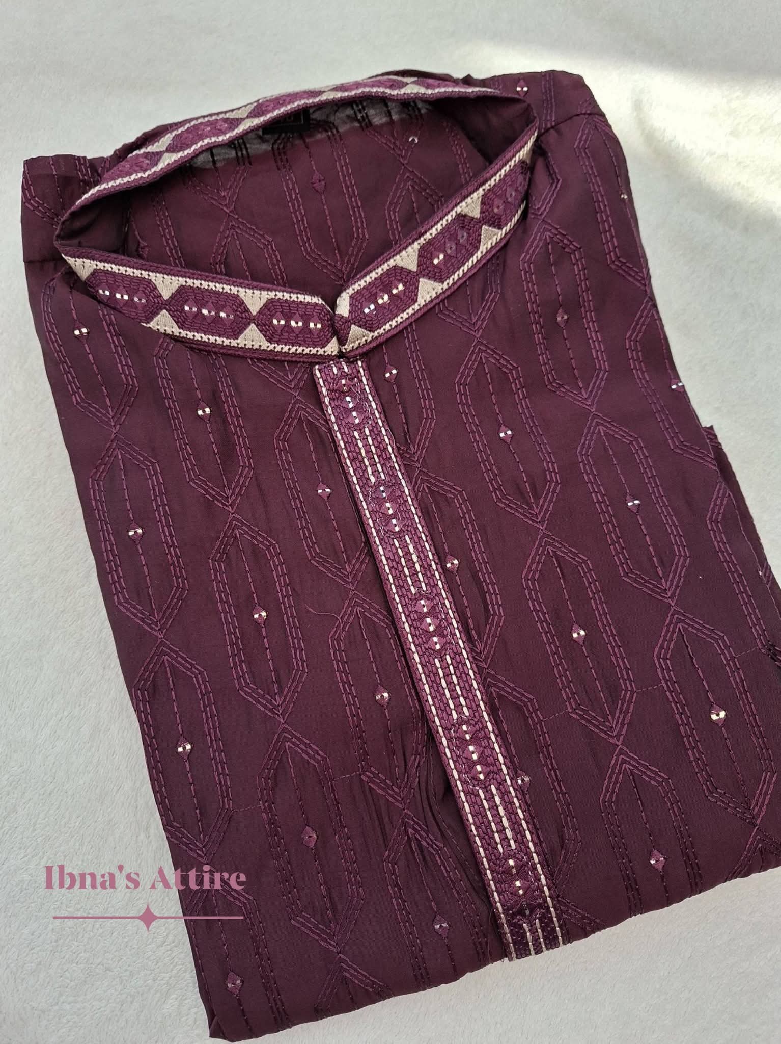Premium silk panjabi / kurta - wine