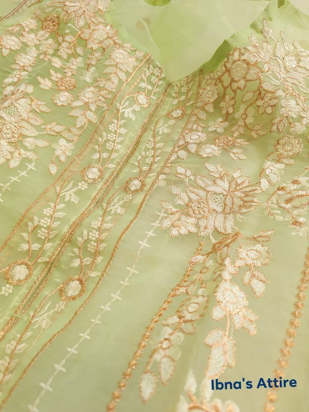 4-Piece Pakistani Organza Embroidered Suit Set with Inner & Palazzo