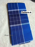 Folded cotton lungi in blue pattern on a whibackground 