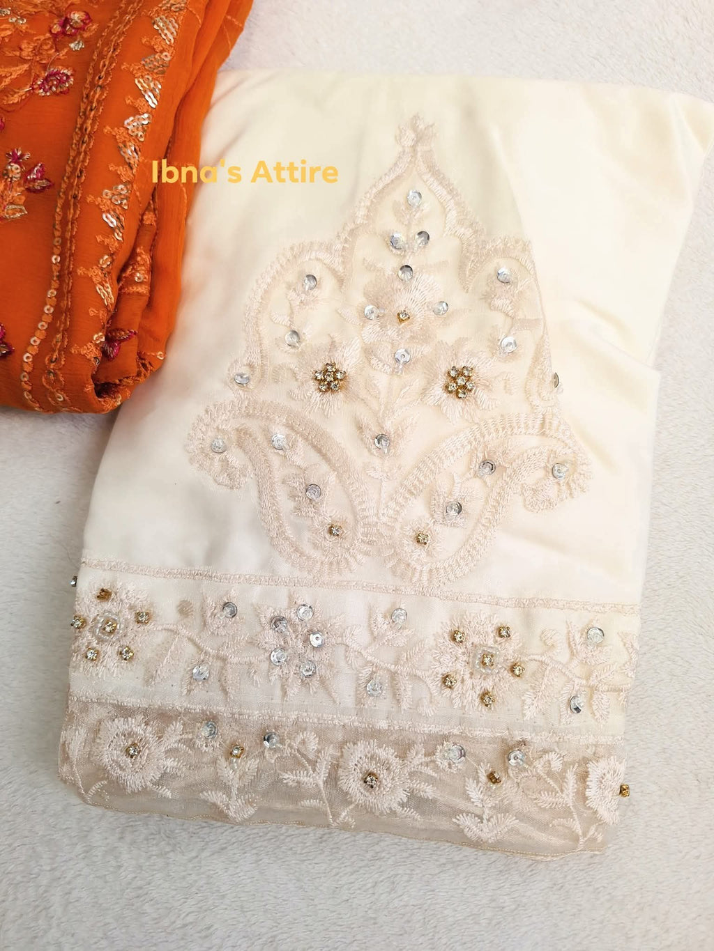 High-Quality 3-Piece Pakistani Chiffon Suit with Sequin, Spring & Stone Handwork |Festive Designer Wear