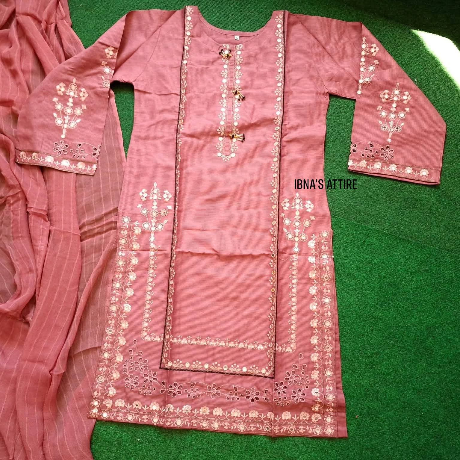 Pakistani self cotton three piece