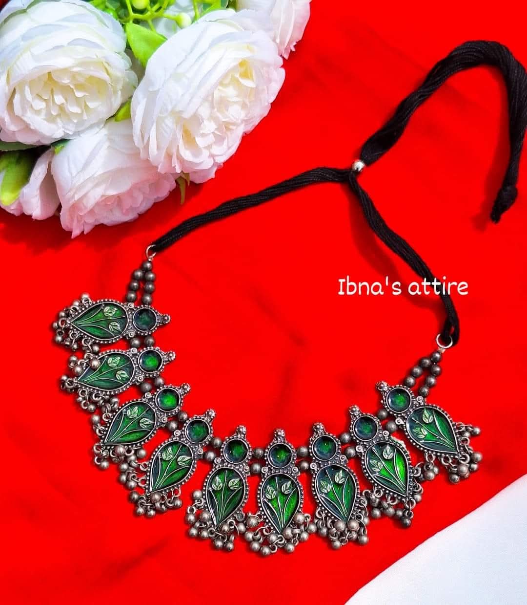Oxidized necklace- Green