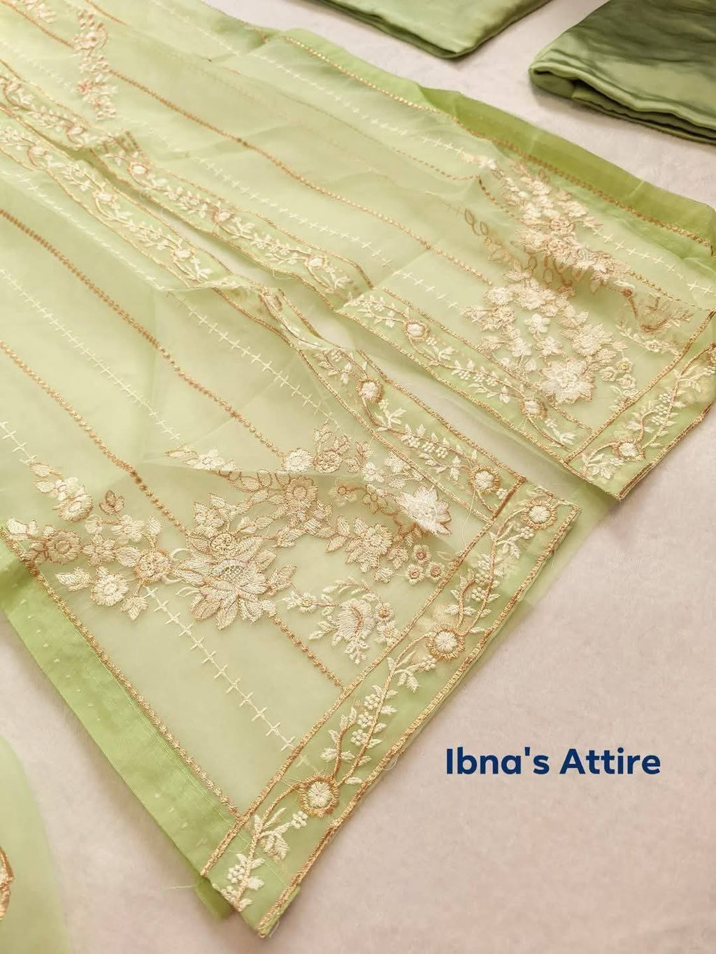 4-Piece Pakistani Organza Embroidered Suit Set with Inner & Palazzo