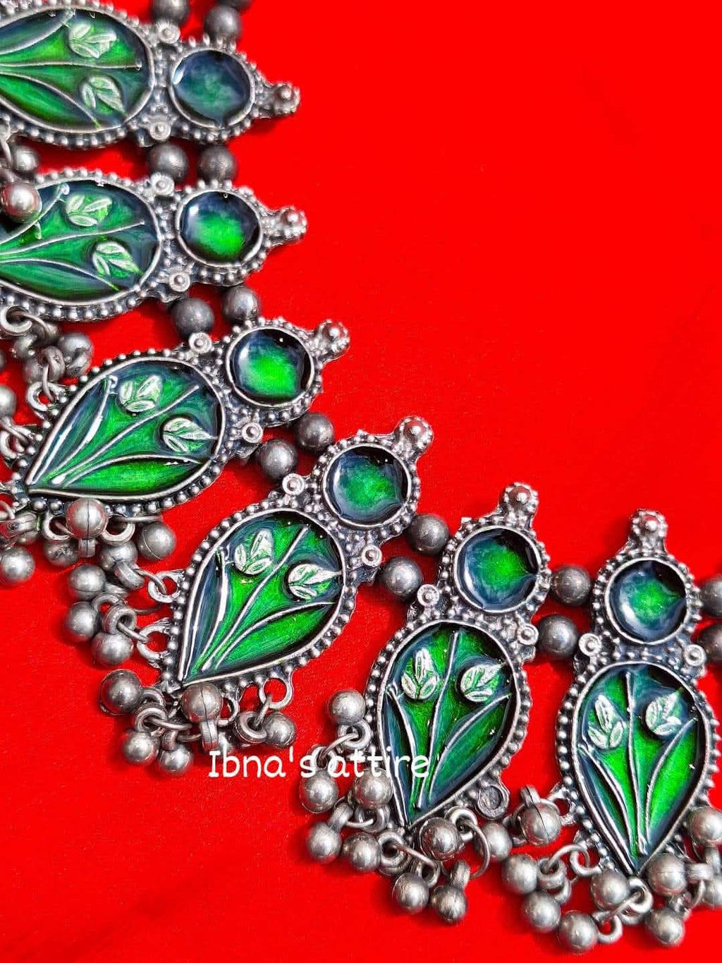 Oxidized necklace- Green