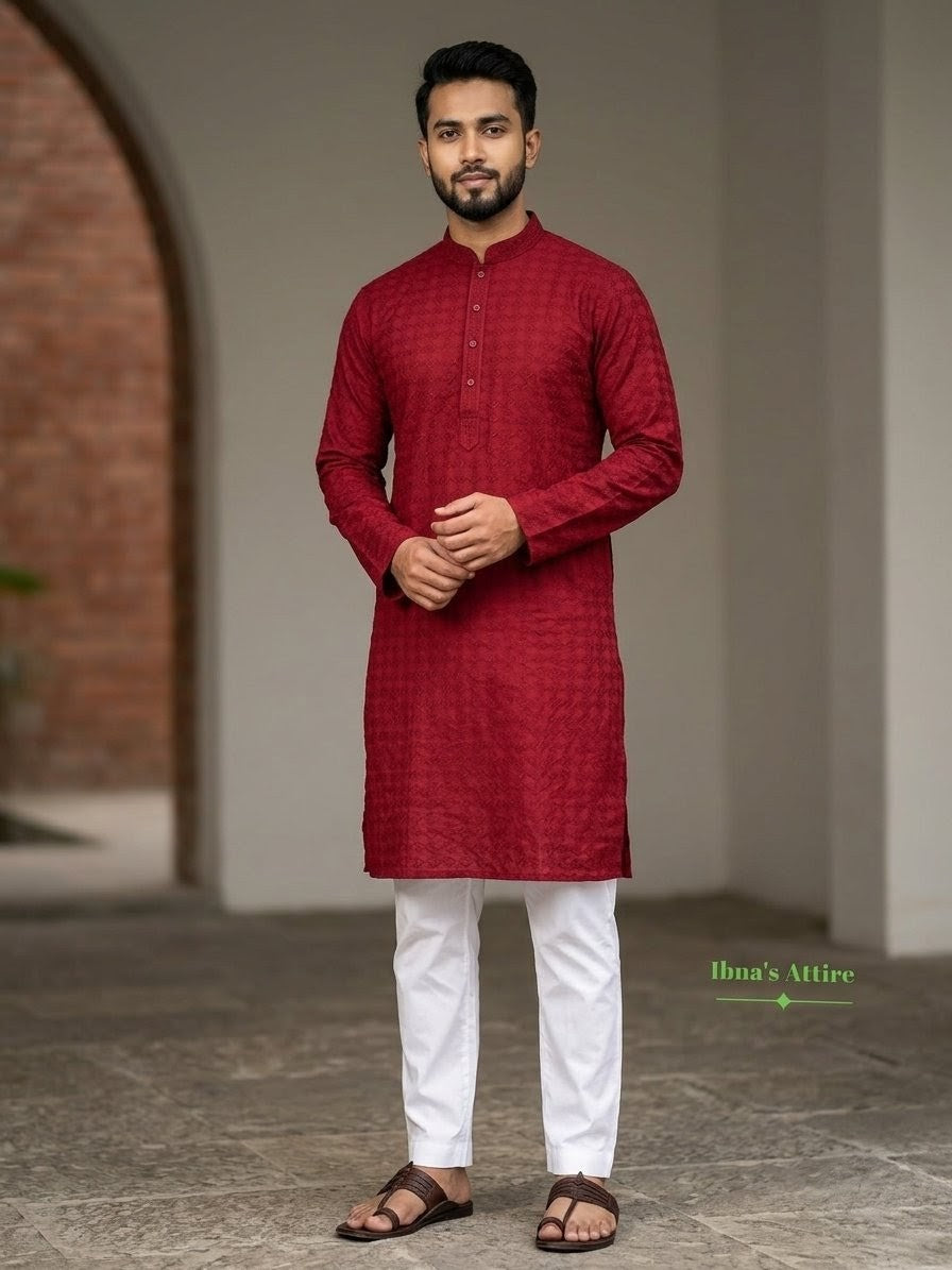 Rayon panjabi / kurta ( maroon)