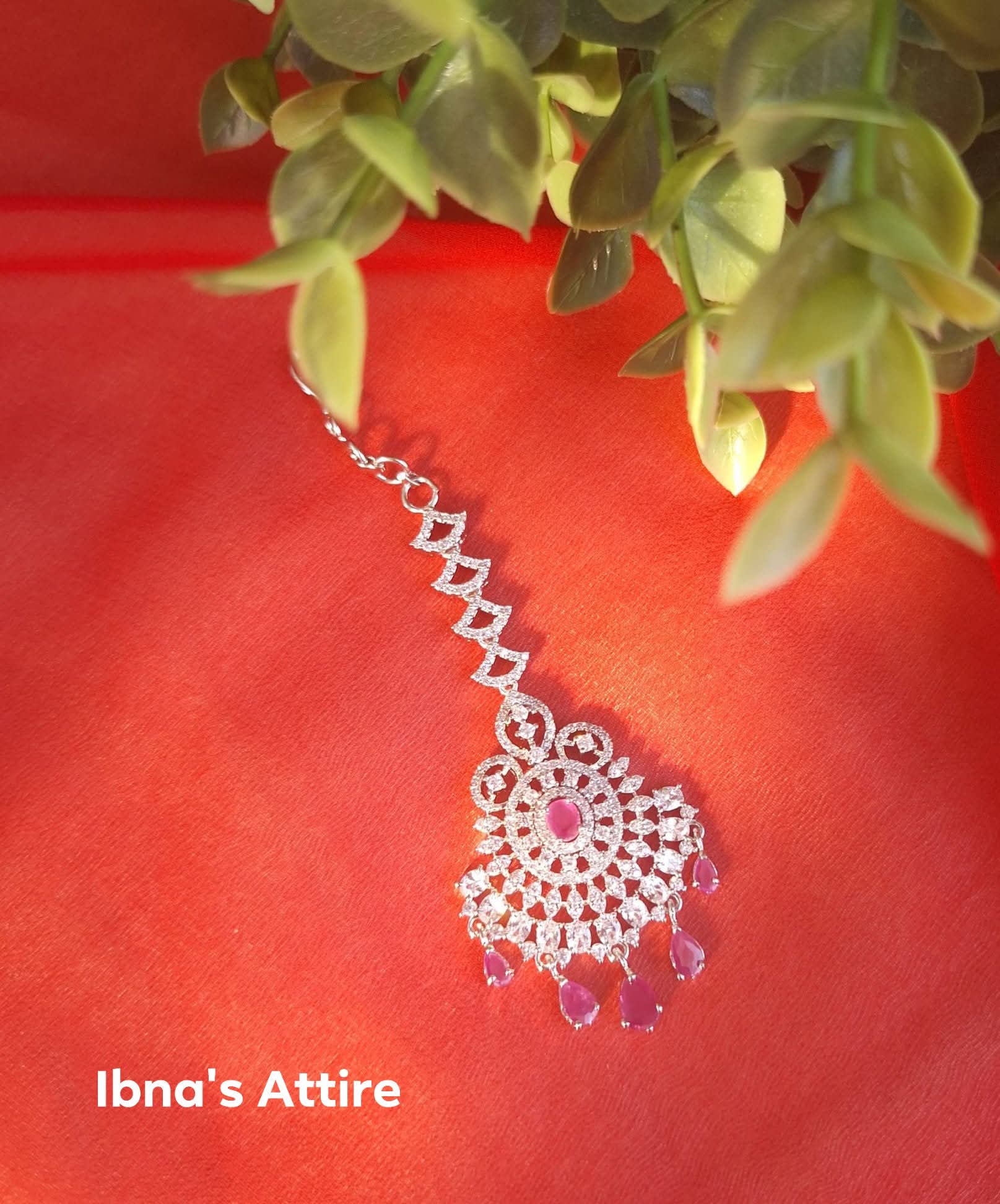 Silver plated AD headpiece- pink