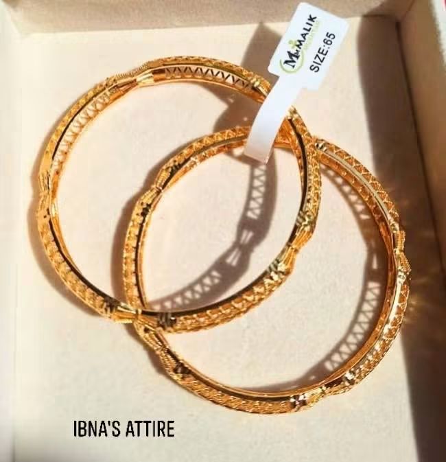 Elegant Gold Plated Designer Bangles Pair - (Size-2.4,2.6,2.8)