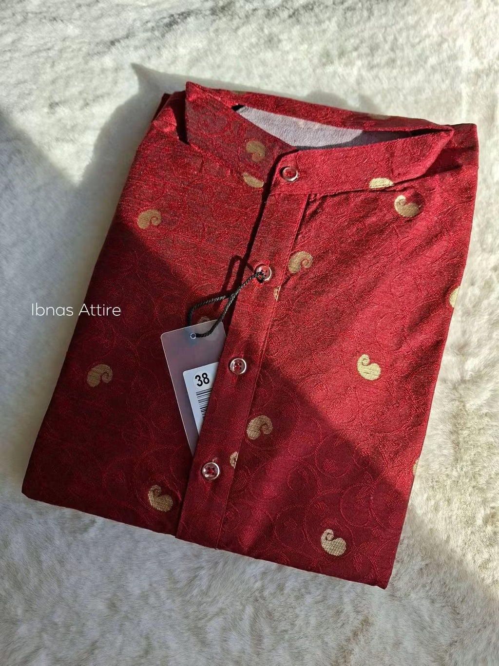 Designer Jacquard Printed Stitched Men's Kurta | Maroon Festive & Wedding Ethnic Wear (Size- 38 & 40)