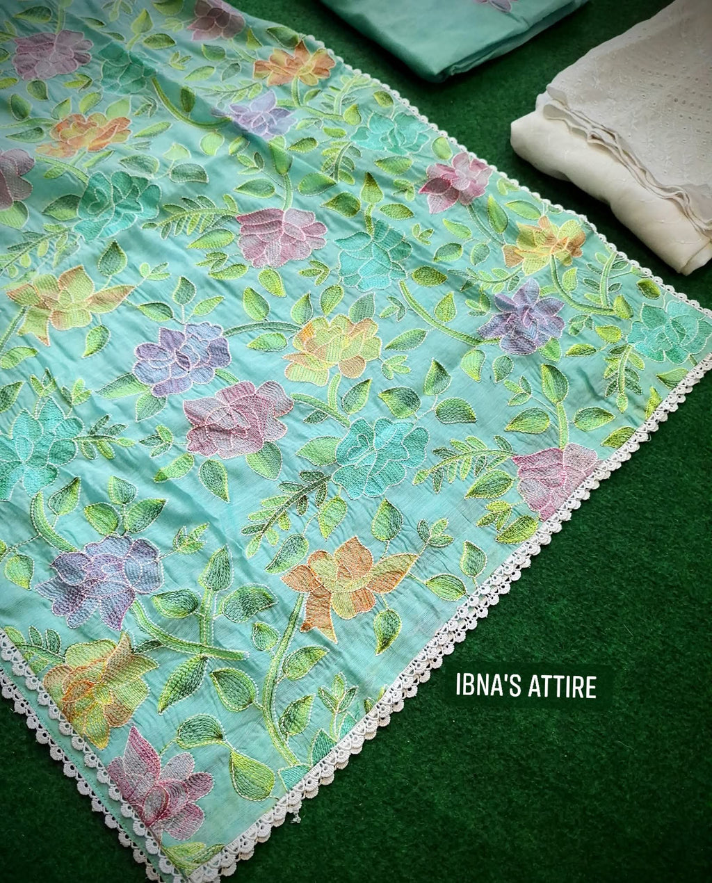Premium Floral Pakistani Paper Cotton Three-Piece Suit