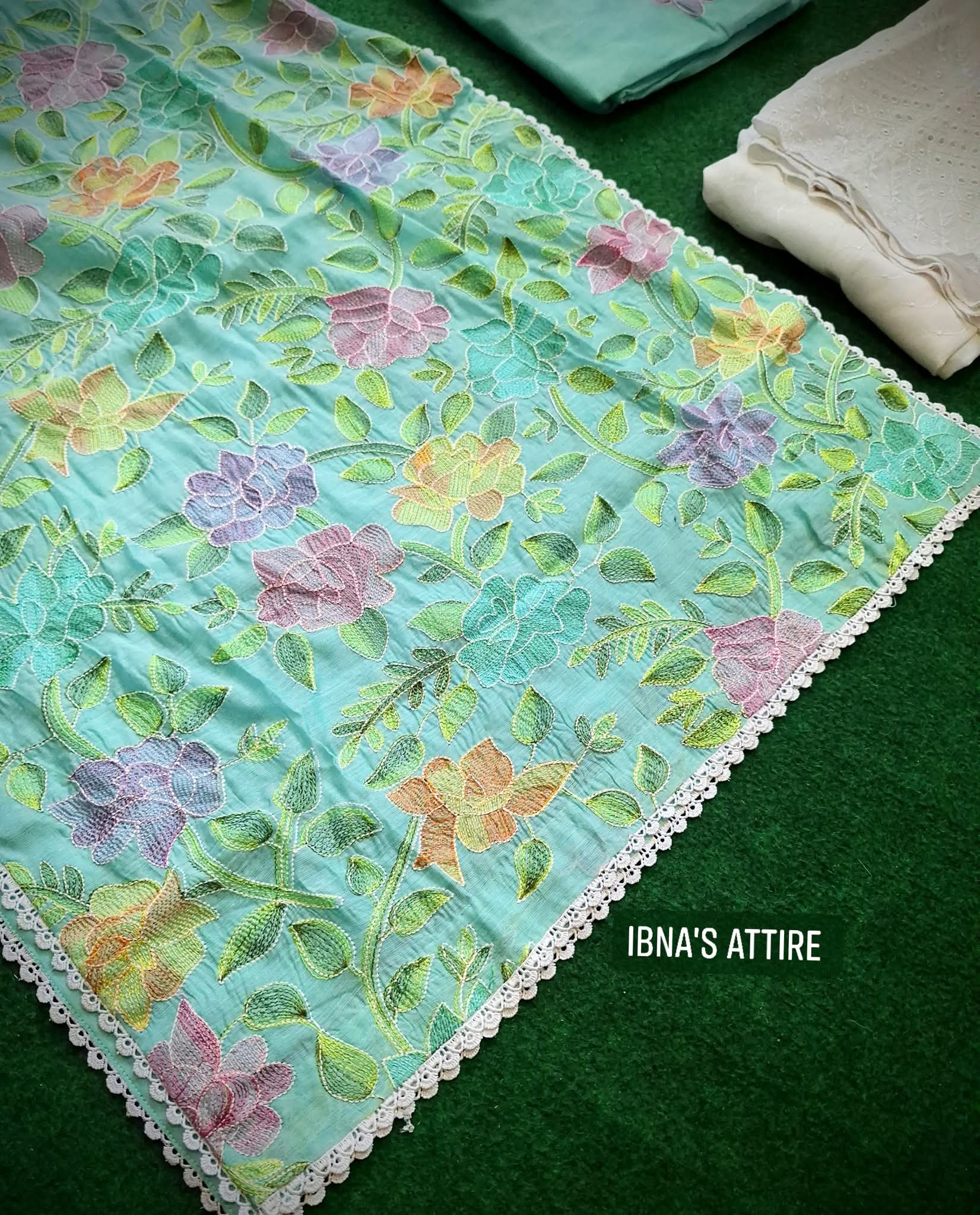 Premium Floral Pakistani Paper Cotton Three-Piece Suit