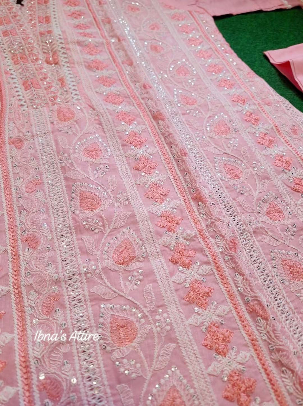 Gul Adhar Slub Lawn Light Pink Chikankari Pakistani Suit with Digital Printed Chiffon Dupatta (Size-42)