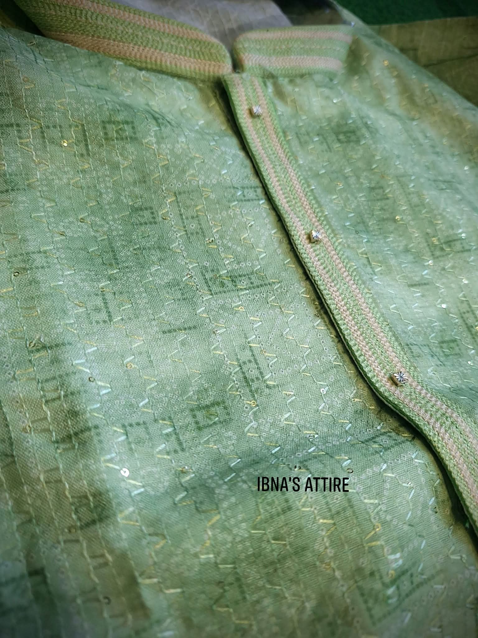 Men's Ethnic Kurta with Crochet Sequence Embroidery & Antique Buttons