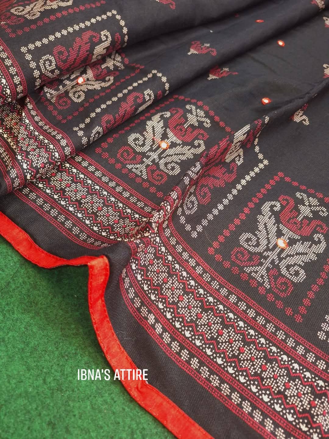 Kalamkari Linen Jute Silk Saree with Foil Work with blouse piece