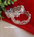 Mirror cut silver white bangles pair 