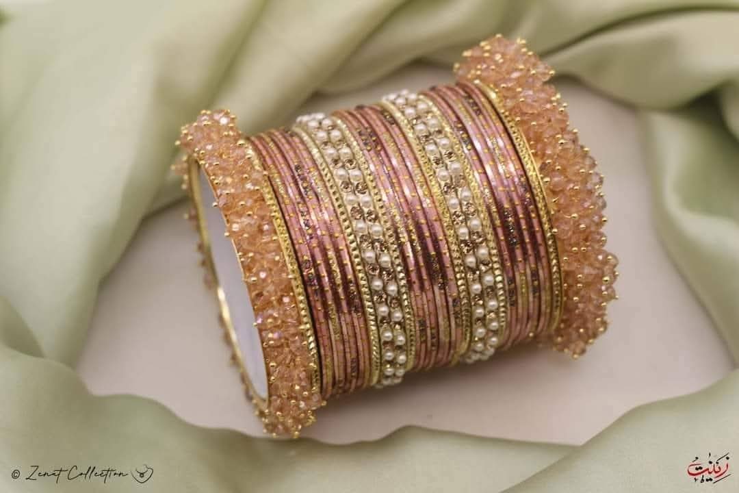 Polki bangles set- rose gold