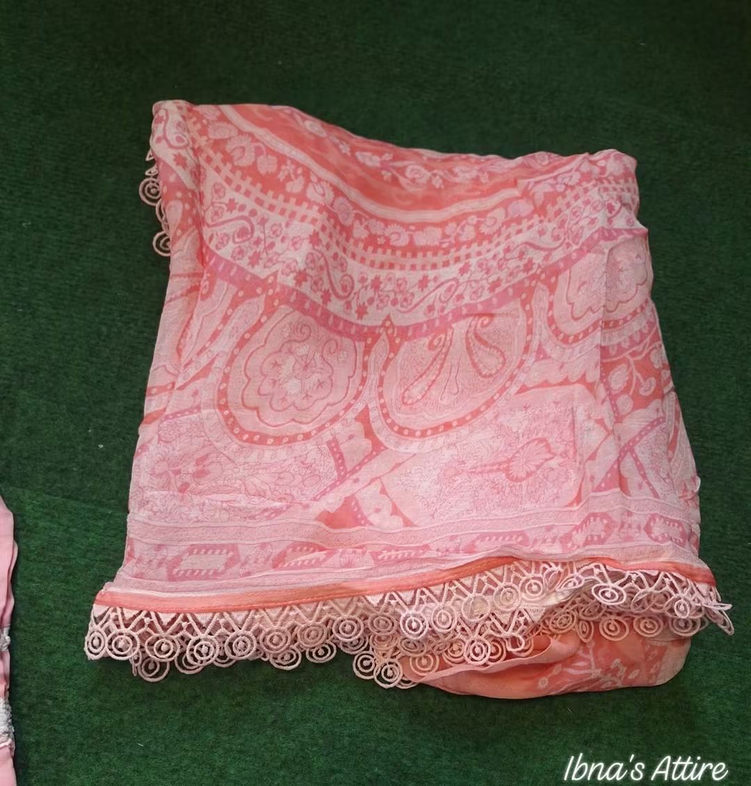 Gul Adhar Slub Lawn Light Pink Chikankari Pakistani Suit with Digital Printed Chiffon Dupatta (Size-42)