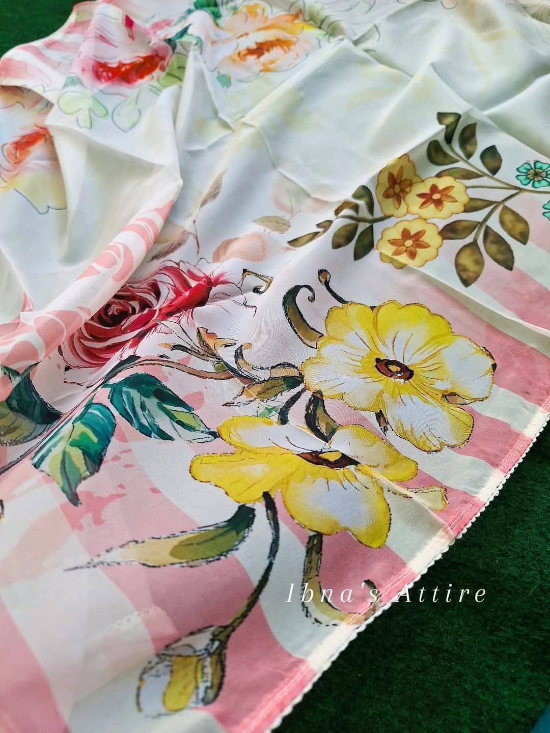 Pure Cotton Self Weaving Suit with Organza Dupatta