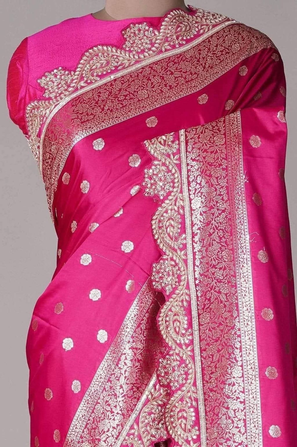 Party-Saree – Kanchipuram-Seide – Pink