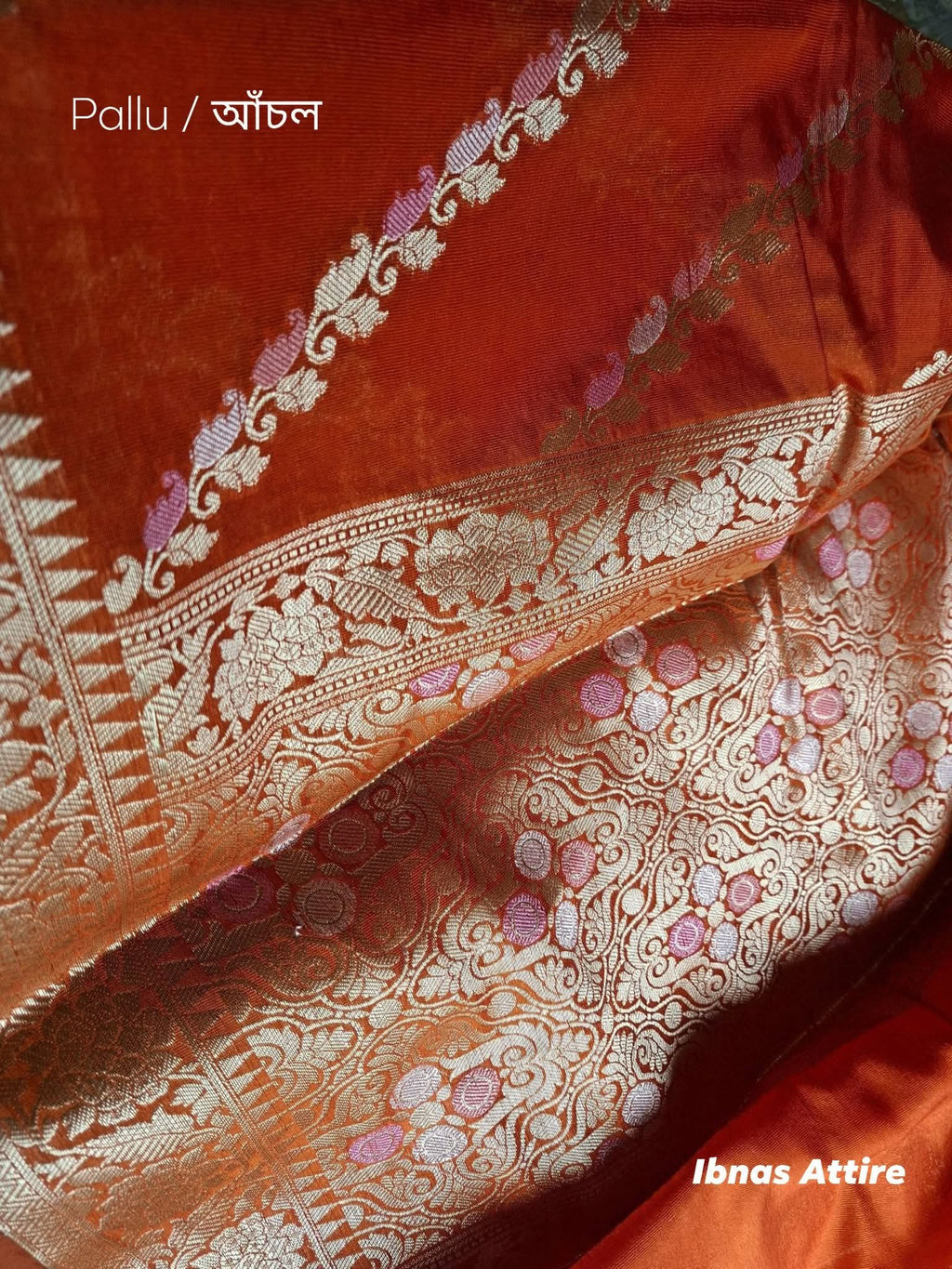 Banarasi Semi Silk Saree in Rich Rust Orange with Fine Zari Woven Design and Matching Blouse Piece