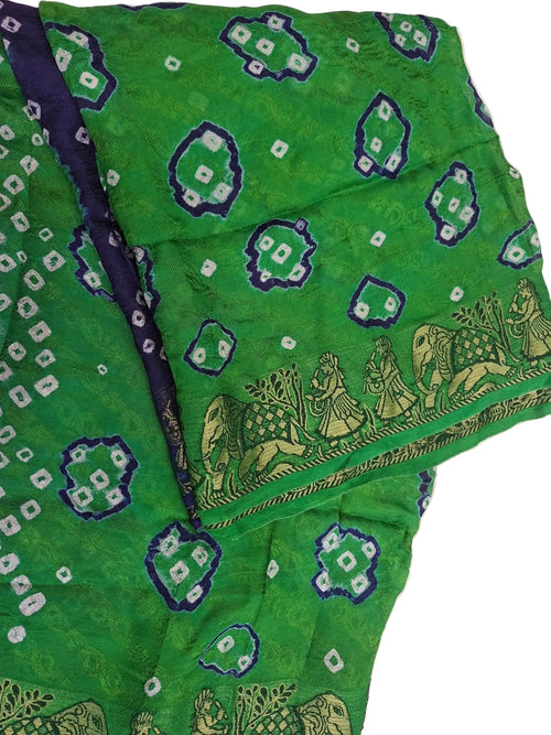 Bandhani art silk bandhej saree with blouse piece