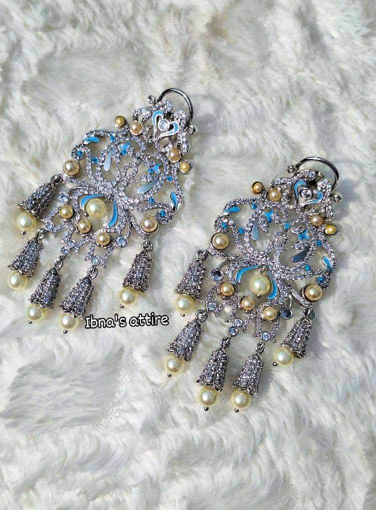 Silver plated AD earrings