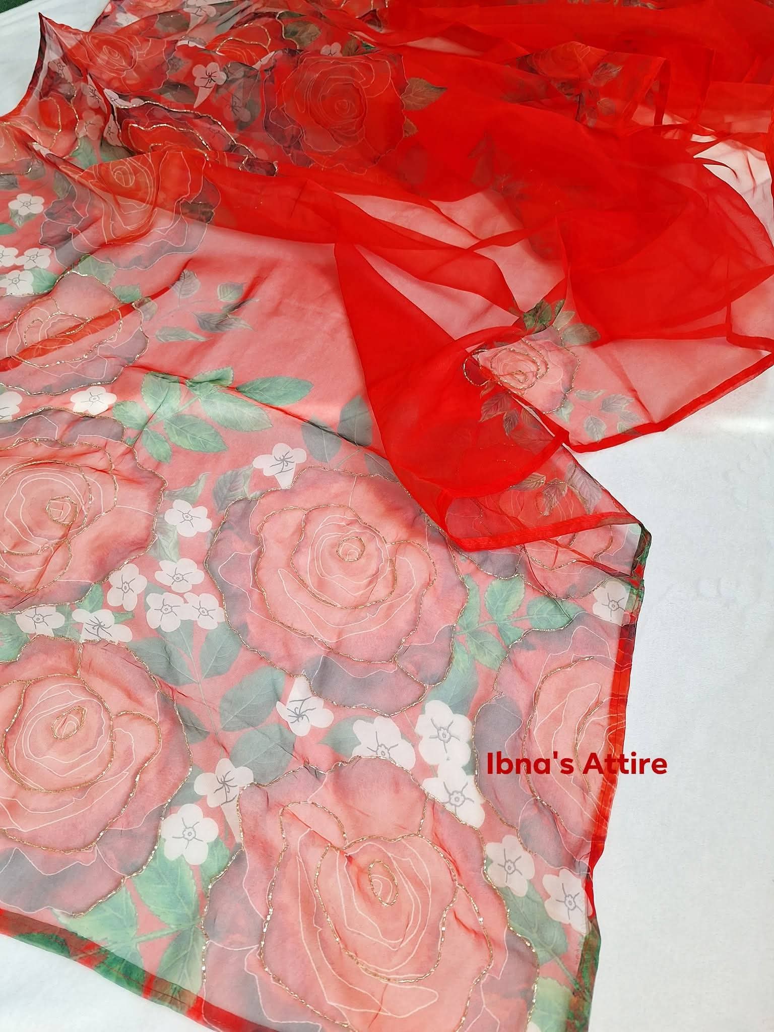 Organza Floral Saree