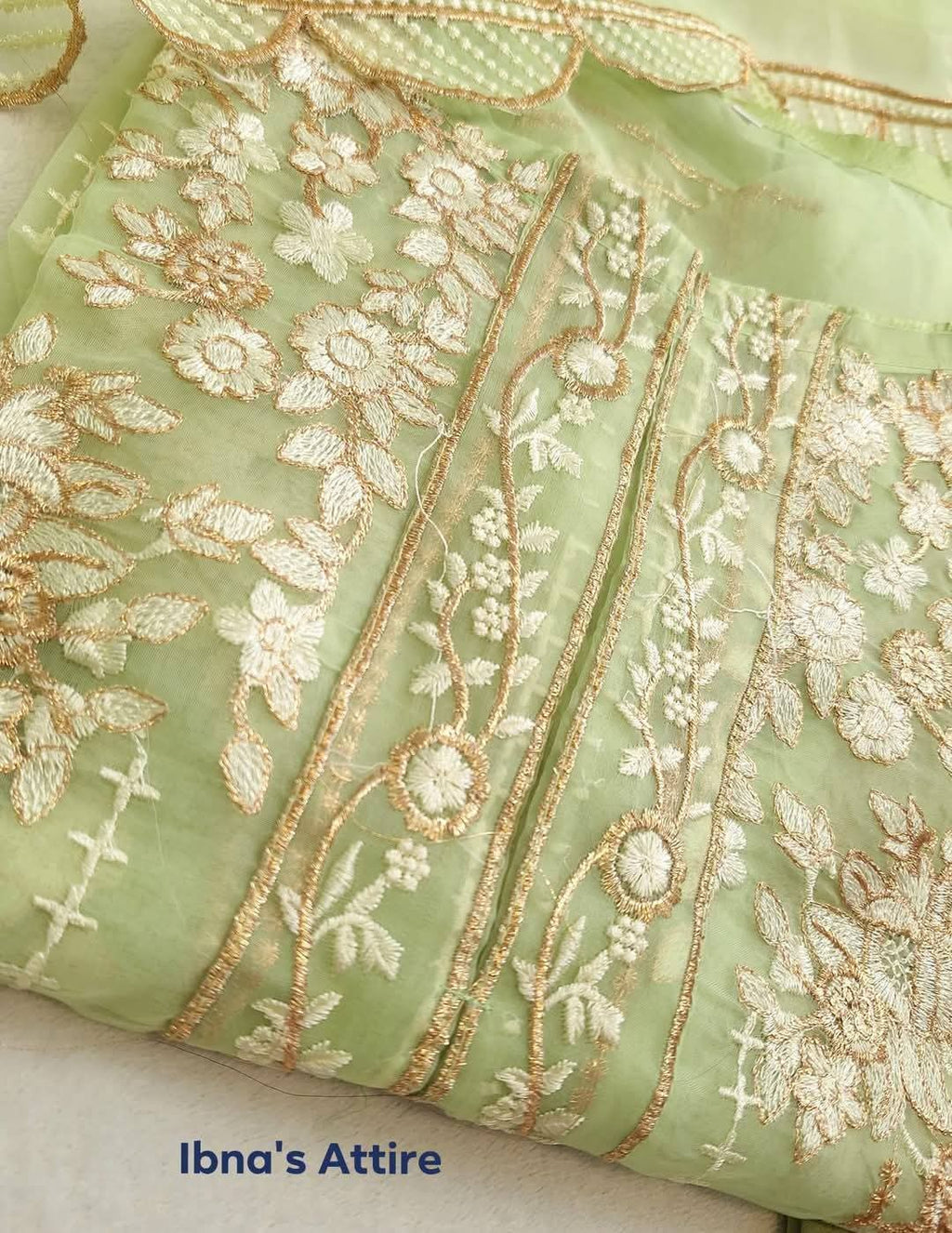 4-Piece Pakistani Organza Embroidered Suit Set with Inner & Palazzo