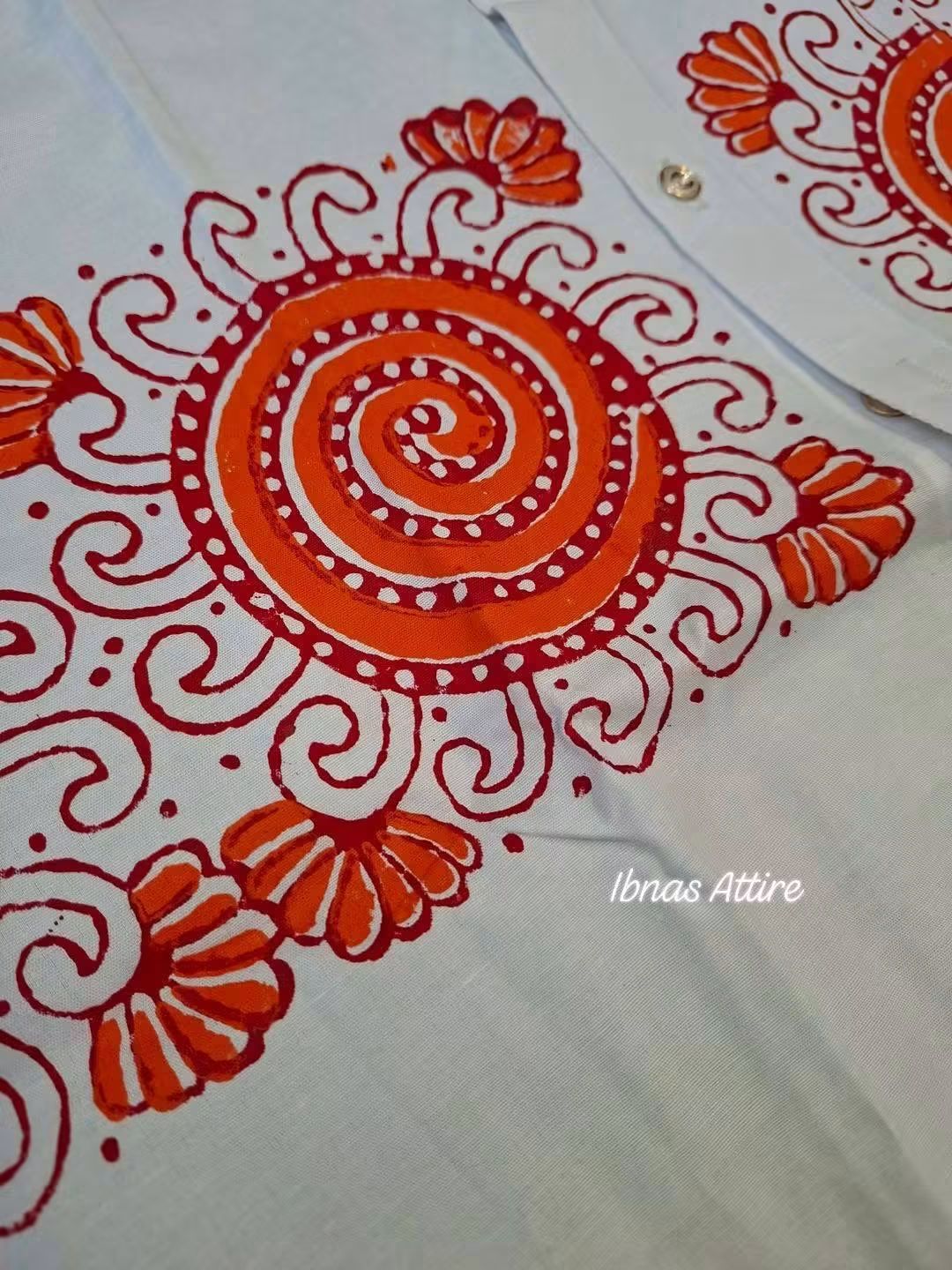 Bangladeshi Silk Hand Block Printed Panjabi (Size-44)