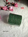 Kids Green Glitter Bangle Set | 24-Piece_ Festive Stack (Size 2.2)