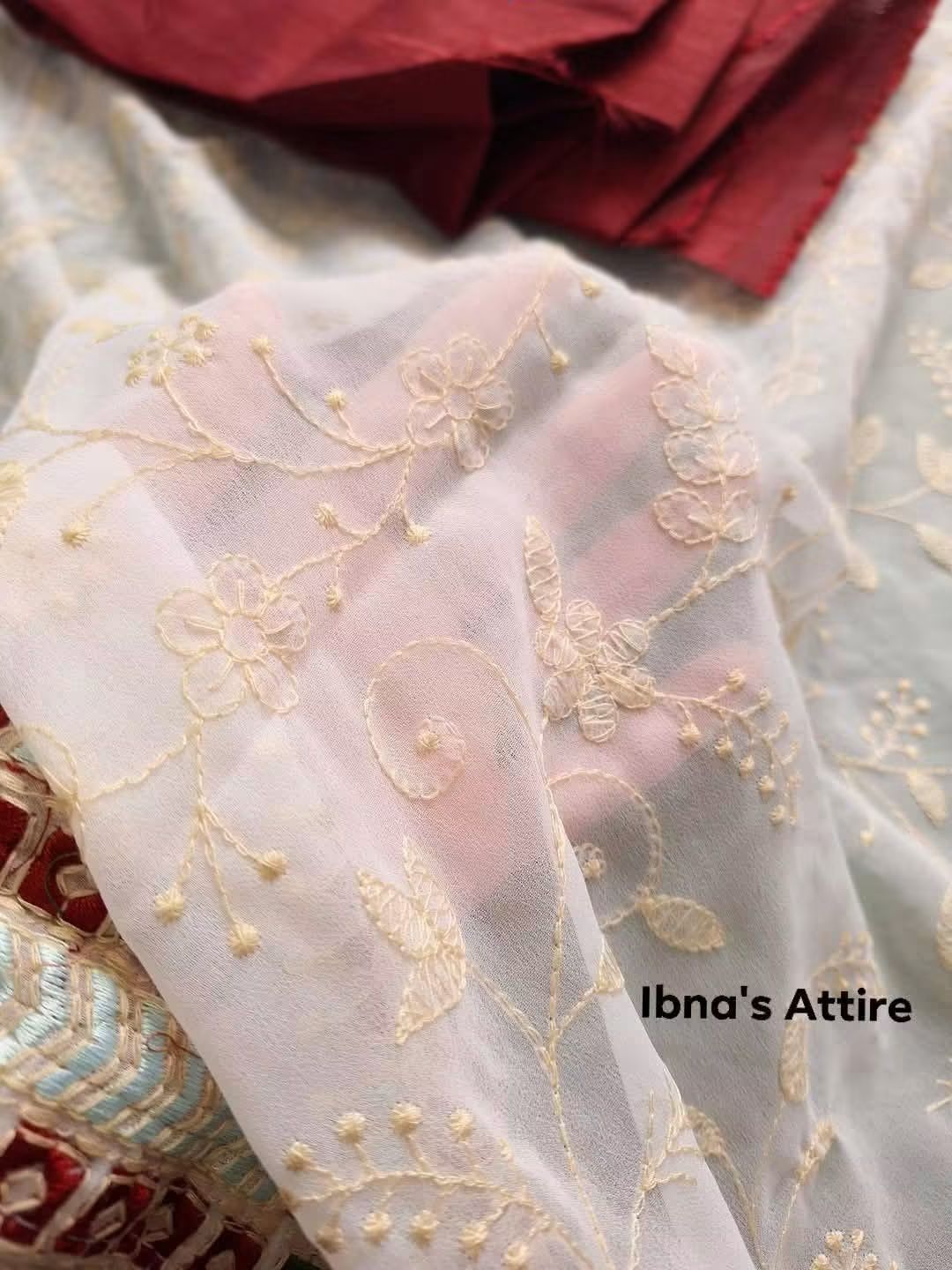 Soft Refined Georgette Silk Saree with Allover Viscose Embroidery, Contrast Raw Silk Blouse Piece
