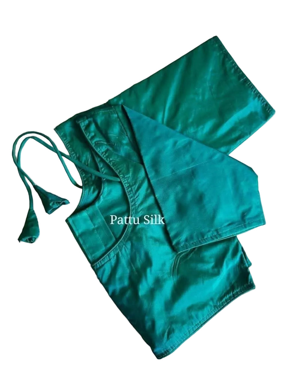 Pattu silk Readymade blouse in Rama Green- (Size- 38)- (Free size alteration from 36 to 40 size)