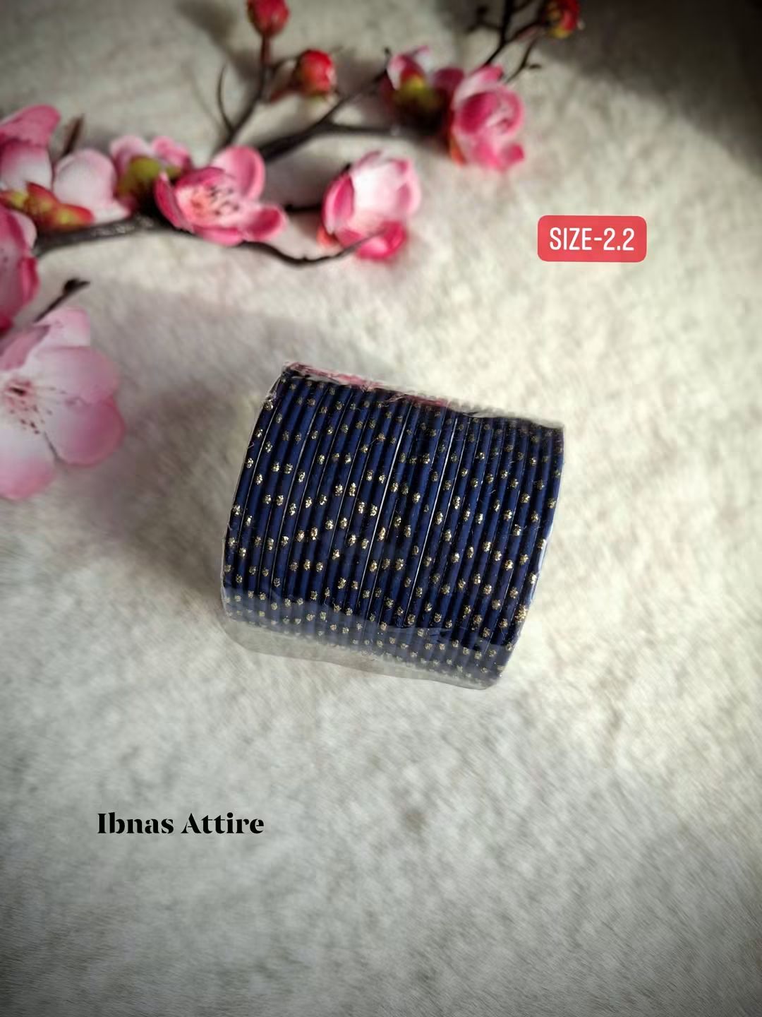 Kids Navy Blue Glitter Bangle Set | 24-Piece_ Festive Stack (Size 2.2)