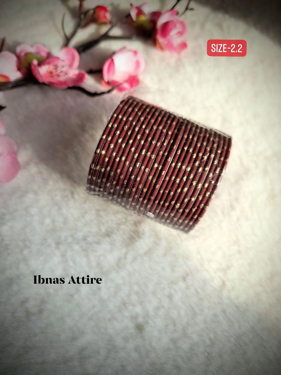 Kids Maroon Glitter Bangle Set | 24-Piece_ Festive Stack (Size 2.2)