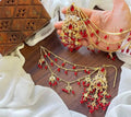 Earring with Ear Chain - red