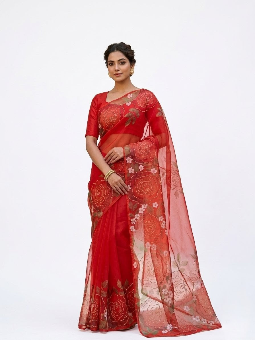 Organza Floral Saree