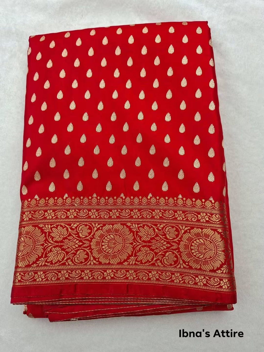 Red Banarasi Katan Silk Saree | Super Soft Mashru Satin Dual Tone with Golden Zari Booti & Blouse Piece