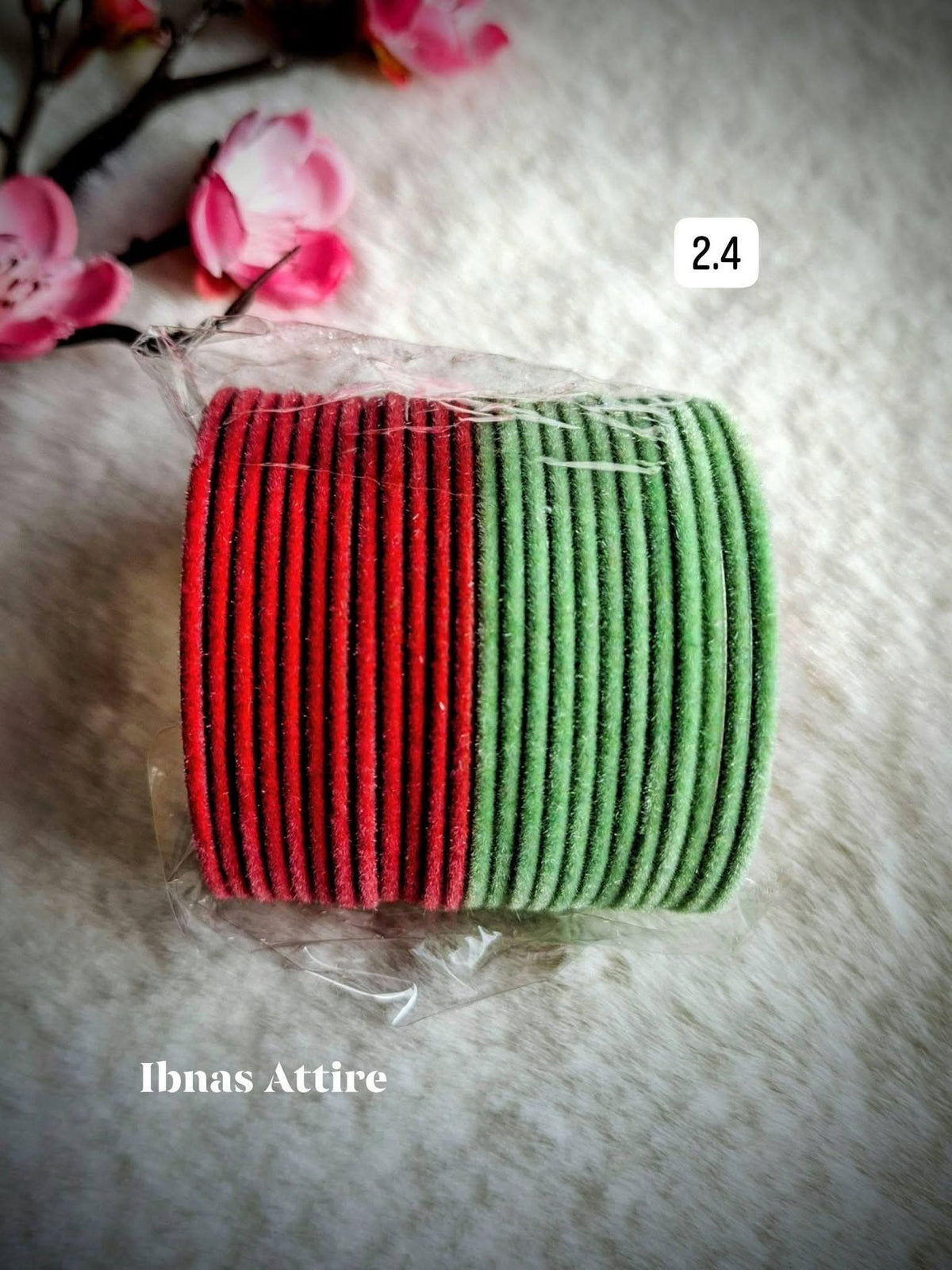 Traditional Velvet Metal Bangles | (24 colors) -24-Piece Set- (Size 2.4)