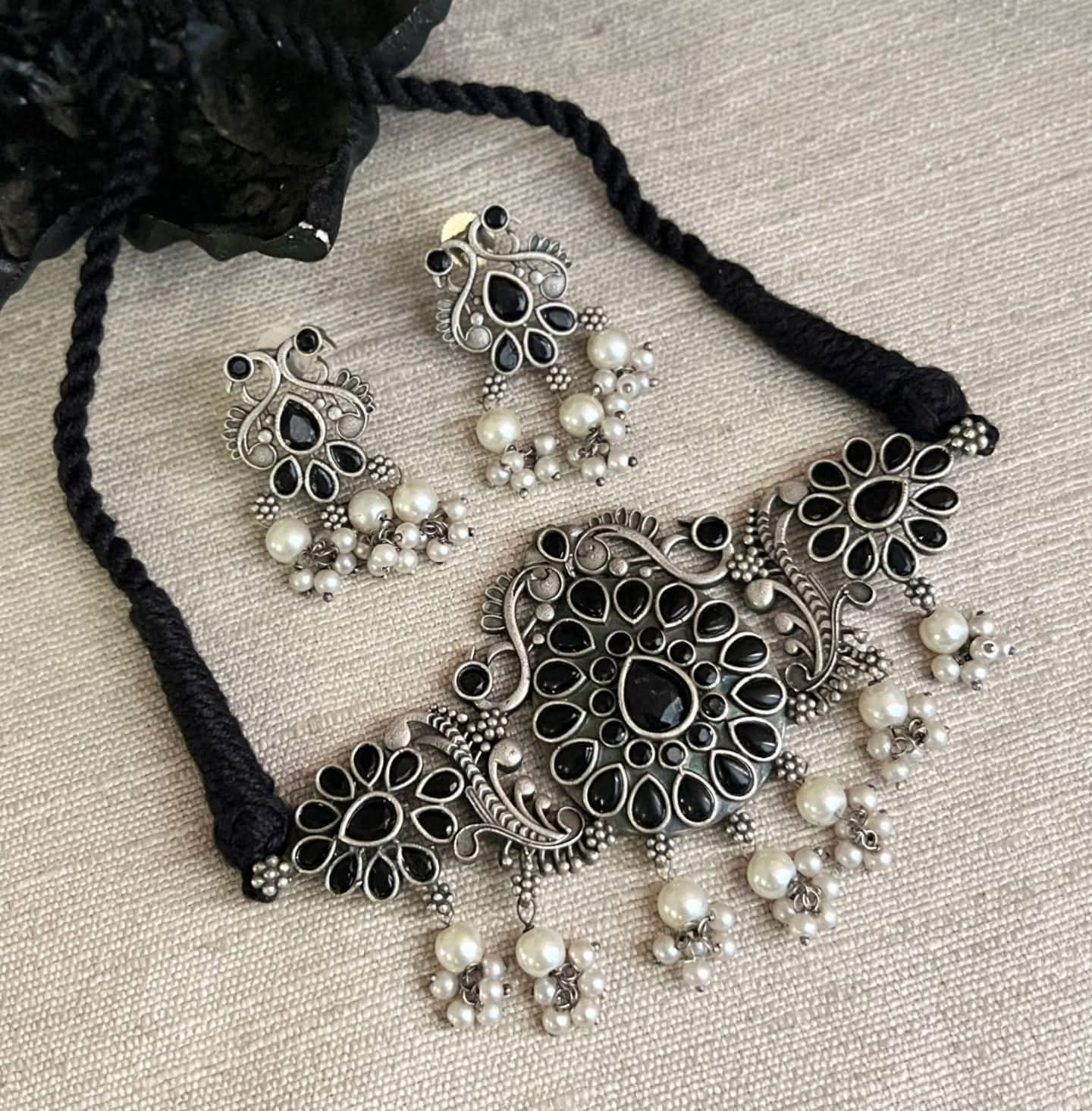German SILVER - choker with earring