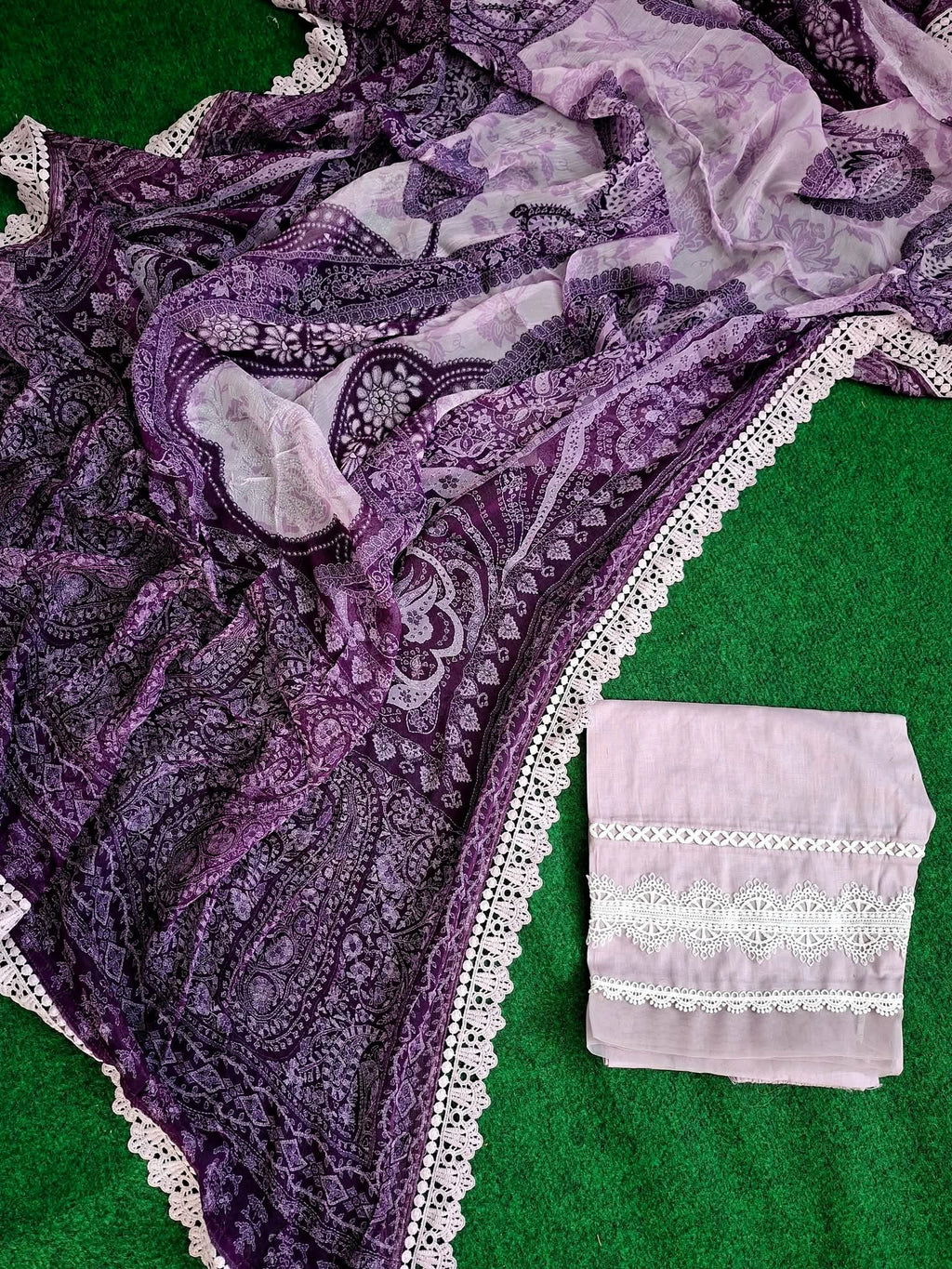 Gul Adhar - Luxury chikankari- light purple