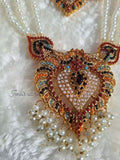 Navratan Multi-Strand Pearl Sita Haar Necklace Set with Matching Statement Earrings