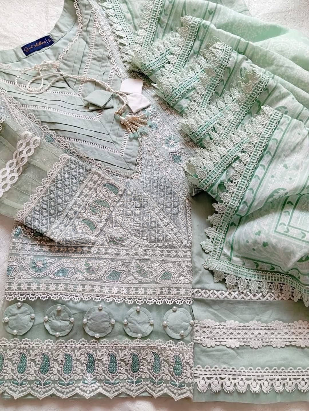 Luxury Chikenkari Lawn Three Piece Suit