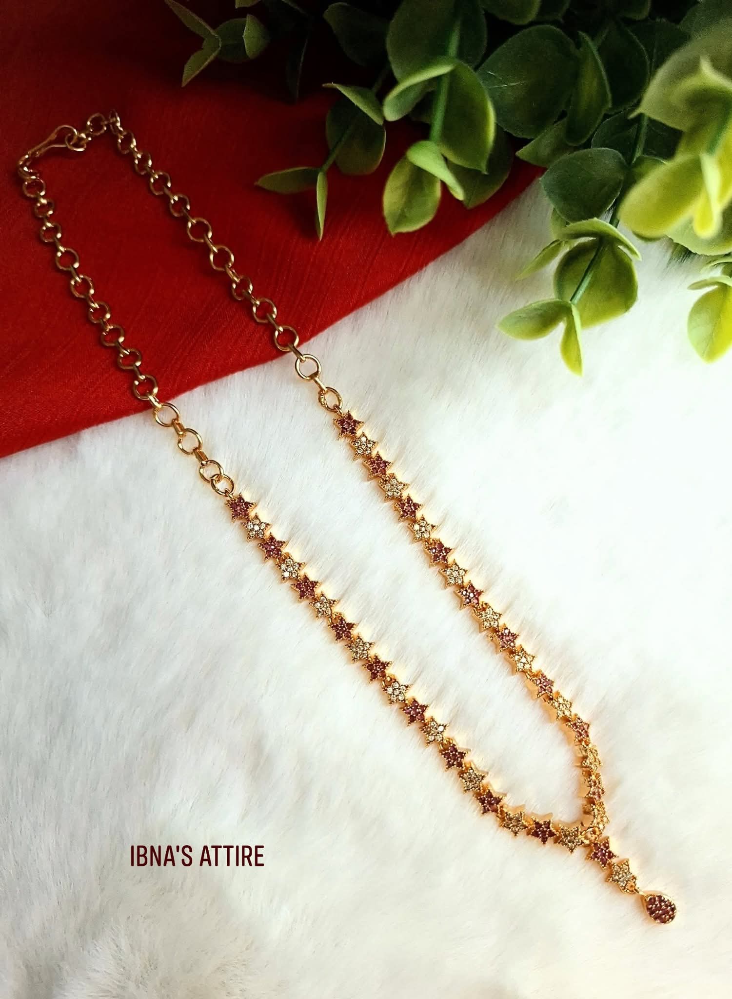Gold plated, zircon stone necklace