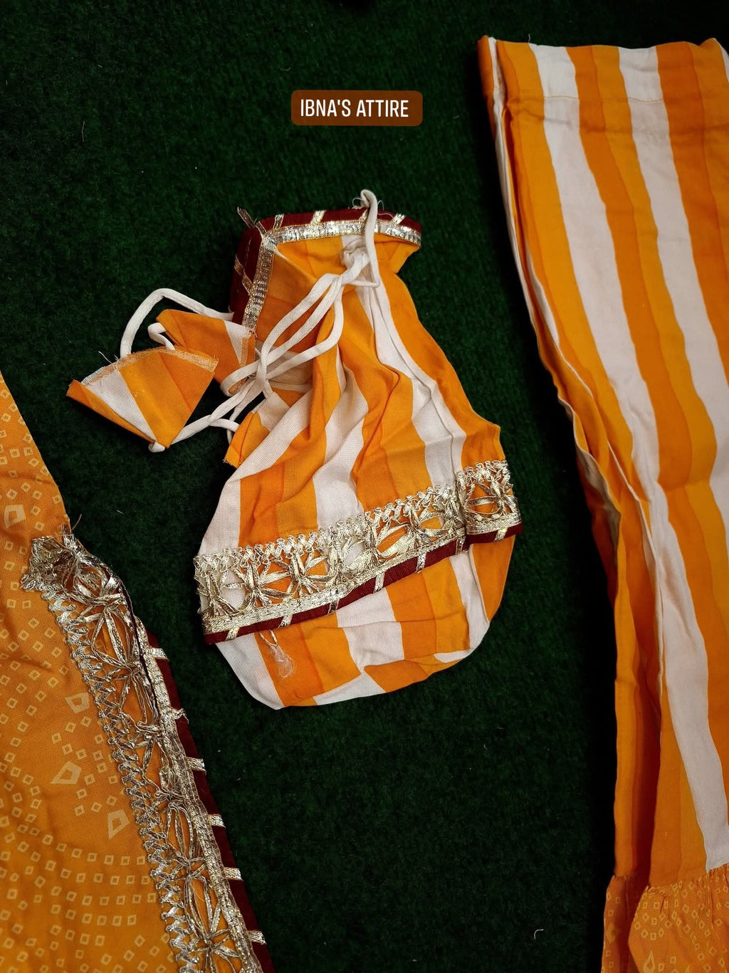 4-Piece Yellow Sharara Suit Set with Zari Embroidery Kurti, Cotton Flared Sharara, Heavy Dupatta & Matching Potli Bag