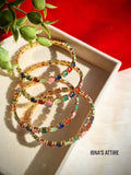 Gold Plated AD Stone Bangles Set - 4 Pieces with Vibrant Multi-Color Stones- (Size-2.4)