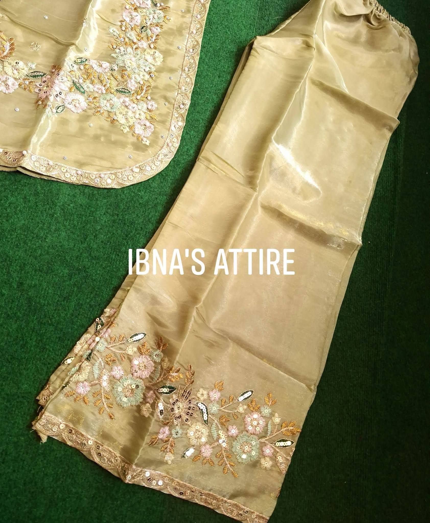 Premium Golden olive Jimmy Choo Fabric Party Suit Set