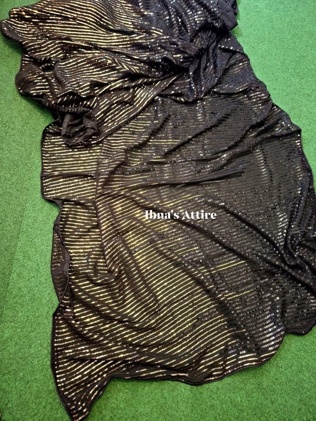 Bollywood Blockbuster Dual-Tone Sequins Design Saree In Black With Blouse Piece