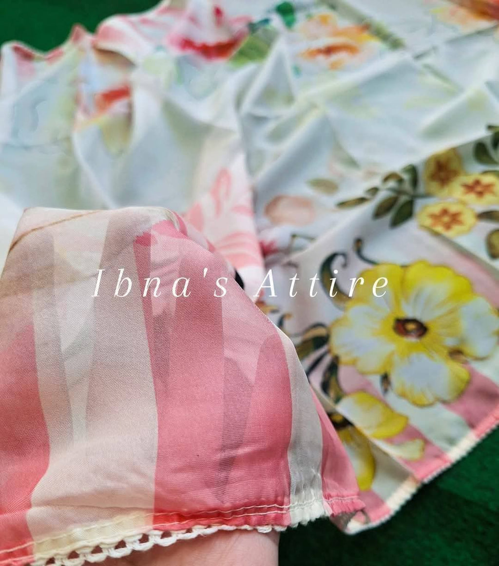 Pure Cotton Self Weaving Suit with Organza Dupatta
